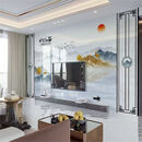 2026新中式山水广东岩板电视背景墙高温微晶大理石沙发影视墙面砖 微晶岩板款1（包邮到楼下） 800x2600板材（7-10平内）