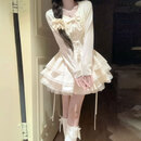 冶芷法式甜美独特超好看开衫外套蓬蓬蛋糕连衣裙两件套小个子入秋穿搭 吊带蛋糕连衣裙两件套 S