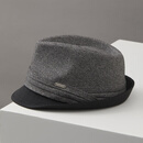 Lee dprre春秋新款爵士礼帽子男绅士中老年小檐酷帅时尚欧美英伦休闲大头围 黑灰色（西装面料） (56-59cm)此间可以调节
