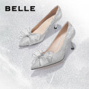 百丽定制高跟鞋女2023新商场同款水晶婚鞋单鞋BDAB8AQ3 6.5cm银色-标准 37