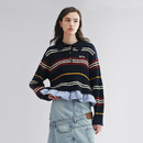 UOOYAA/乌丫2025秋季新款「New Vintage」假两件POLO领套头毛衫 条纹 S