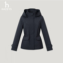 哈吉斯（HAZZYS）女装 秋季女士外套收腰菱形格棉服女ASSSU0CCU26 黑色BK S (155/80A 36)