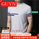 GUYN牌男装短袖t恤男士商务休闲夏季条纹圆领轻薄凉感半袖体恤 白色现货速达 白色现货速达 M 165/105现货速达