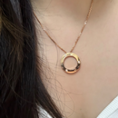 卡地亚（Cartier）【二手99新】卡地亚项链LOVE系列 小圆饼双钻玫瑰金镶钻 双环项链  大圆饼项链 女士项链卡地亚LOVE-双环白金 卡地亚大圆饼项链-3钻玫瑰金