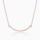 蒂芙尼【情人节礼物】 Tiffany T 系列 18K 玫瑰金Smile 项链 微笑项链