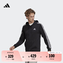 adidas休闲连帽拉链夹克外套男装阿迪达斯官方轻运动GK9032   黑色/白   L