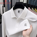梦特娇（MONTAGUT）POLO衫男2025秋季新款中年商务休闲翻领纯色丝光棉长袖T恤 17170白色 M 170码
