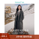 茵曼（INMAN）2025秋冬女新款 绵羊毛双面呢外套女美拉德翻驳洋气长款大衣上衣 深花灰 M