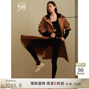 鄂尔多斯1980秋冬女复古风衣宽松保暖舒适女棉服 深驼色 M 160/84A