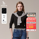 哈吉斯（HAZZYS）女装【伦敦时装周同款】秋冬款打底衫女半高领长TABTSE0BCE10 黑色BK L (165/88A 40)