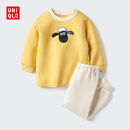 优衣库婴幼儿宝宝UT Clay Animation压线睡衣长袖起居套装478442 44 亮黄色 90
