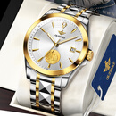 欧品客9999足金劳力瑞士手表男士全自动机械表高档防水进口一帆风顺金表 高贵间白-升级版 9999足金附带鉴定证书-进口机芯 12mm 厚度