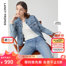 朗姿法式复古百搭休闲短款蓝色牛仔外套女新款高级感早春新款上衣 巴黎蓝色2 L
