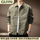 GUYN高端品牌男装美式户外翻领夹克男士2025秋季新款潮牌宽松外套男 军绿色 军绿色 L 适合120-140斤