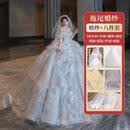 康美诗婚纱礼服2025新款新娘主纱质感重工在逃公主裙大拖尾轻奢 拖尾款婚纱+八件套 3XL