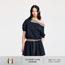 RE'VAN芮范2025夏季新品设计师款运动风格纹领短裙套装RL32403004 藏青色 S /36