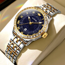 欧品客劳力瑞士原装进口手表女士机械表镶钻满天星高级感十大名表 间金蓝面-享全国专柜终身质保服务原装进口 30mm 直径