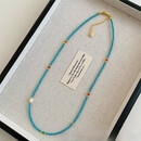 精品绿松石极细绿松小米珠项链淡水珍珠女轻奢小众锁骨链送女朋友礼物礼盒款