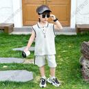 DOMIAMIA男童夏套装2025新款儿童灰色polo衫背心男孩夏季薄款宝宝运动衣服 灰色 90 cm