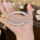 顺庆银楼足银999.9中式花卉篆刻洛阳花气质国风款开口镯送好友新年礼物 洛阳花开口镯