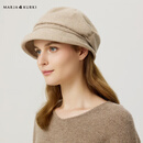 玛丽亚·古琦（MARJA KURKI）节日礼物防寒帽后托堆堆帽修饰脸型羊毛混纺帽子女云檐憩羽浅咖色