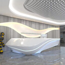 大型创意异形玻璃钢烤漆前台公司大堂接待台服务台吧台收银台工厂 2.2米