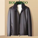 Bolomido轻奢高端品牌高档皮衣夹克男秋冬季保暖立领真皮水貂毛领鹅绒 卡其62003 M 170cm