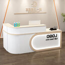 前台桌接待台收银台柜台转角圆弧店铺小型水果店超市美容院吧台 白色+奶茶色【右转角】 360*60*100