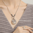 娘娘山925镀银复古做旧圆珠项链2025年新款新中式银项链感毛衣链 925银玉髓吊坠单吊坠