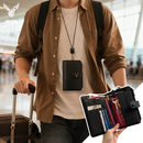 鹿师傅护照钱包一体出国多功能防盗刷旅行收纳挂脖证件便携护照夹零钱包 黑色（带挂脖绳）