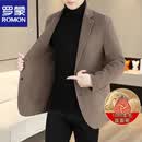 罗蒙（ROMON）高端鹅绒双面呢西装男士羊毛西服外套高端秋冬季毛呢大衣男 驼色纯羊毛) L 120-135斤