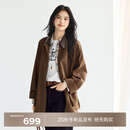 伊芙丽蒋欣代言立体大口袋金属扣撞色拼色韩系风衣外套女2025秋季新款 深棕 M 105-120斤