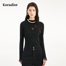 珂莱蒂尔【莱赛尔】Koradior商场同款秋新款气质优雅针织衫女 黑色 S