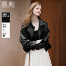 香影黑色皮衣外套女小个子2026春季新款高级感酷飒风短款pu皮夹克 黑色 M 160/84A/95-110斤