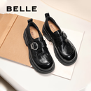 百丽（Belle）张凌赫推荐黑巧乐福鞋女商场款牛皮厚底jk鞋E1Z1DCM5预售 黑色 37
