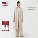 无印良品（MUJI）女式 汉麻混斜纹长款马甲马夹女款无袖上衣夏季 BC2LFC5S 象牙色 M （160/84A）