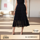 EP雅莹[匠心褶艺]高端系列 钉珠黑色A字半身裙 夏季商场同款9304A 黑色 M