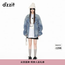 DZZIT地素牛仔印花棉服外套春季百搭涂鸦甜酷少女风上衣女 蓝色 S