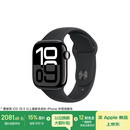 Apple/苹果 Watch Series 10 智能手表GPS款42毫米亮黑色铝金属表壳黑色运动型表带S/M MX1M3CH/B