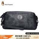 暇步士（Hush Puppies） 手拿包包头层牛皮大容量休闲商务男包银灰色送男朋友生日礼物
