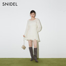SNIDEL2025秋冬新品圆领镂空木耳边花苞袖针织连衣裙SWNO254313 象牙白 均码 （F）