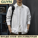GUYN轻奢男装品牌2025春季新款百搭长袖衬衫外套男休闲时尚夹克衫 白色 白色 M 100120斤