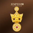 JEMPER君佩貔貅手工古法 黄金带钻项链立体錾刻工艺红宝绳款吊坠 金重约35.6g
