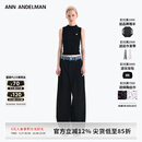 ANN ANDELMAN【王玉雯同款】官方直营 牛仔腰头拼接西裤直筒长裤 黑色 XS