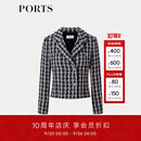 PORTS宝姿女装2025春季新款针织开衫毛衣 丈青混色 XS