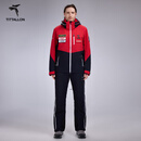 体拓（TITTALLON）双板自由式障碍追逐队服滑雪服男女 专业竞技保暖透气滑雪服套装 套装-红黑上衣+竞技款长裤 L