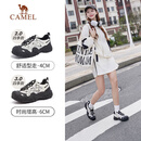 骆驼（CAMEL）丑萌登山鞋女增高厚底运动休闲鞋户外时尚徒步鞋 L24S076620米/银/黑 38