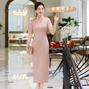 弗米妮高端奢华大牌喜妈妈婚宴晚礼服年轻款旗袍裙2025秋季11月结婚喜服 香槟粉 2XL