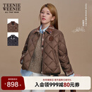Teenie Weenie小熊女装棉服2025秋季新款时髦格纹拼接翻领夹克外套