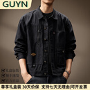GUYN轻奢男装品牌美式复古工装夹克男2025春季青年外套男时尚潮流 黑色 黑色 L 120140斤